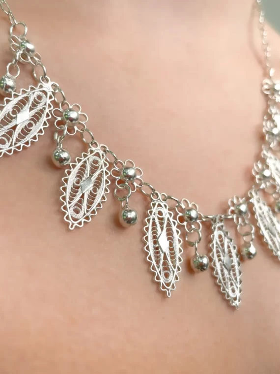 Telkari Yaprak Model Gumus Set